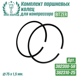 Комплект поршневых колец 382300-58/382310-25 для холодильного компрессора Bitzer